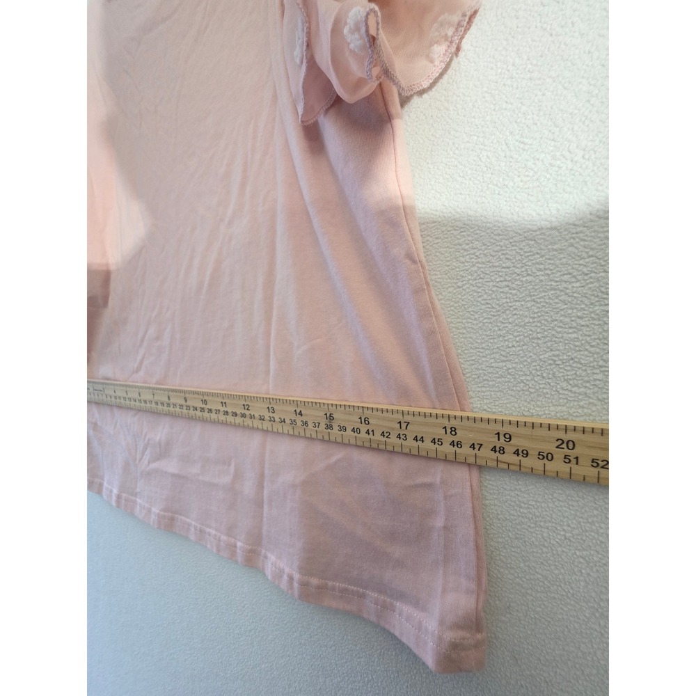 On Twelfth Pink Swiss Dot Ruffle Sleeve Cotton Top Small 1234827BR - Picture 5 of 7